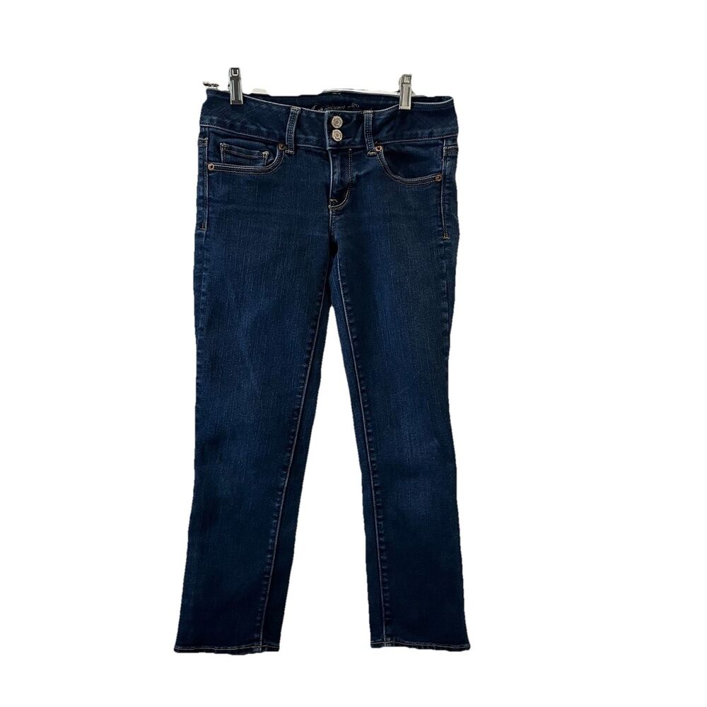 AMERICAN EAGLE Dark Wash Blue Skinny Slim Stretch Artist Crop Denim Jeans Size 2